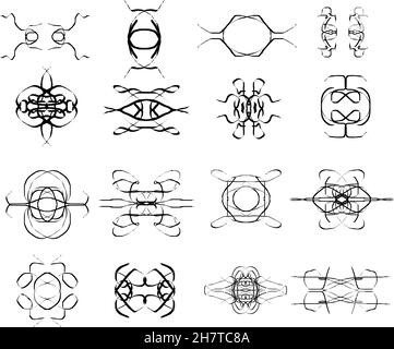 Vector patterns collection isolated over white background, elegant vector icons Stock Vector