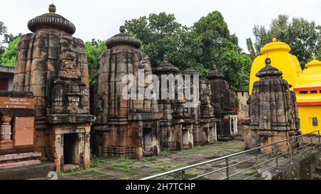 Asta Shambhu Temples, Bhubaneswar, Odisha, India. Collection of eight temples ranging in height from 4.2m to 6.1m built in 10th century A.D. Stock Photo