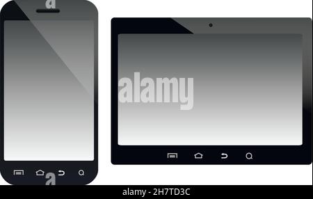 A smartphone and a tablet mobile devices vector illustration isolated over white background Stock Vector