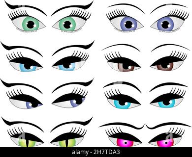 Female cartoon eyes isolated over white background vector illustration Stock Vector