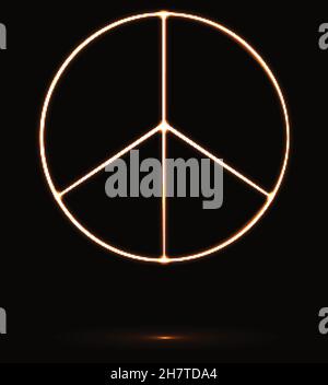 Peace sign shining in the dark, vector illustration Stock Vector