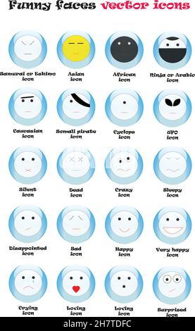 Smiley icons vector set isolated over white background Stock Vector