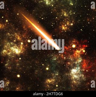 Bright comet in deep space Stock Photo