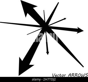 Vector arrows shapes isolated over white background, directions concept, arrows illustration set, cursor outlines Stock Vector
