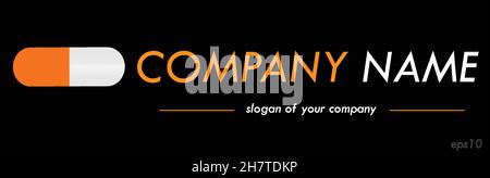 Medical corporation vector logo template, logotype isolated over black background, logo outline, emblem element Stock Vector