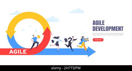 Agile development methodology business concept flat style design vector illustration isolated on white background. Stock Vector