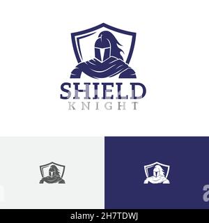 Shield Knight Spartan Soldier Warrior Armour Emblem Logo Stock Vector