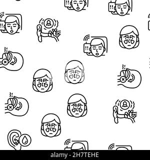 Otorhinolaryngology Treatment Vector Seamless Pattern Stock Vector