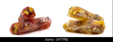 assortment of Turkish delight isolated on a white background. Close-up turkish delight. local name antep sucuk Stock Photo