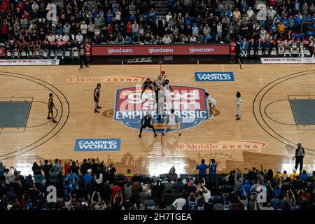 Las Vegas, United States. 22nd Nov, 2021. Gonzaga Bulldogs center Chet  Holmgren (34) dunks during a NCAA basketball against the Central Michigan  Chippewas, game Monday, Nov. 22, 2021, in Las Vegas, Nevada.