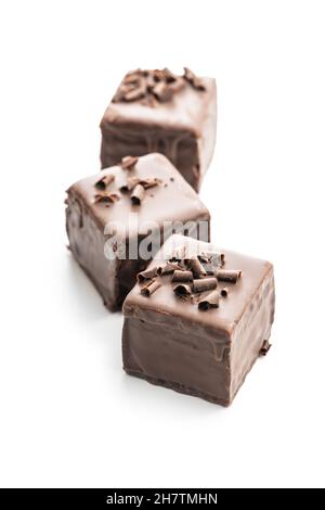 Sweet cake. Tasty chocolate dessert isolated on white background. Stock Photo