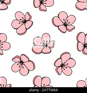 Floral seamless pattern in pastel colors. Vector sketch jasmine or magnolia flowers. Great for fabric, wallpaper, wrapping paper, surface design, wedding invitation. Stock Vector