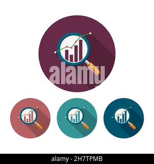 Data analysis icon, vector illustration. Flat design style with long shadow, eps10 Stock Vector