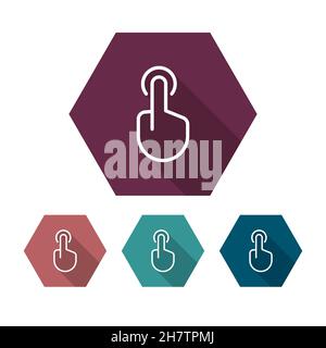 Hand click vector icon, flat design, long shadow, eps10 Stock Vector