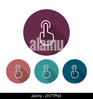 Hand click vector icon, flat design, long shadow, eps10 Stock Vector