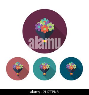 Bouquet flowers vector icon, flat design, long shadow, eps10 Stock Vector