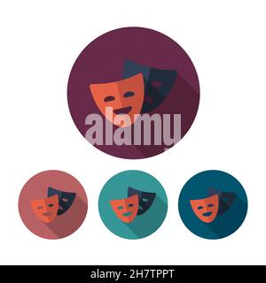 Theater mask vector icon symbol, flat design, long shadow, eps10 Stock Vector