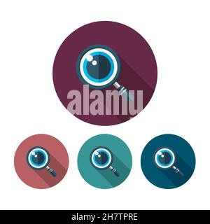 Magnifying vector icon flat design, long shadow, eps10 Stock Vector