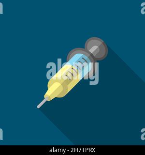 Syringe vector icon symbol medical, flat design, long shadow, eps10 Stock Vector