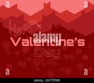 valentines day background illustration, with heart symbol polygon effect, dark red background, great for greeting cards, banners, Stock Vector