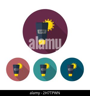Sunscreen SPF vector icon flat design, long shadow, eps10 Stock Vector