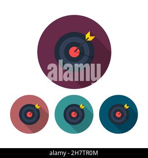 Target vector icon symbol, flat design, long shadow, eps 10 Stock Vector