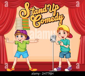 Children performing singing on stage illustration Stock Vector