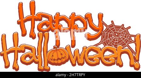 Happy Halloween logo with jack'o lantern illustration Stock Vector
