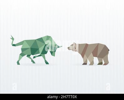 Stock market, bear and bull illustration Stock Vector