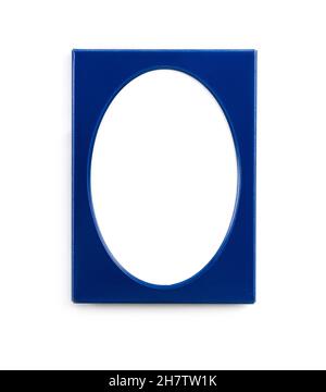 Empty oval blue photo frame Stock Photo