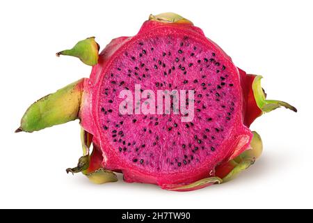 Dragon fruit half front view isolated on white background Stock Photo