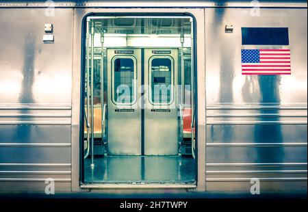 Generic underground train - New York CIty Stock Photo