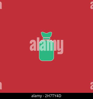 Hot water bottle line icon. Simple style fever treatment poster background symbol. Logo design element. T-shirt printing. Vector for sticker. Stock Vector