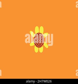 Sun flower line icon. Simple style plant farm poster background symbol. Logo design element. T-shirt printing. Vector for sticker. Stock Vector