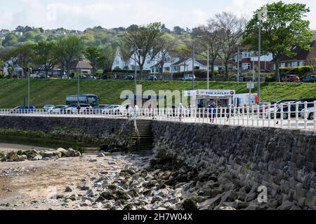 Rhos on Sea North Wales coast looking towards the popular food kiosk The Cayley Stock Photo