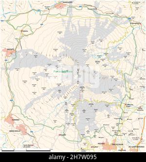 detailed vector map of the Sicilian volcano Etna, Italy Stock Vector