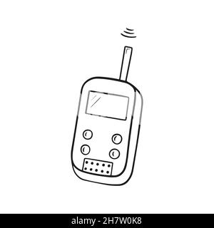 vector linear walkie-talkie icon, doodle element tourist. Stock Vector