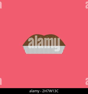 Cake line icon. Simple style sweet food poster background symbol. Sweet food logo design element. T-shirt printing. Vector for sticker. Stock Vector