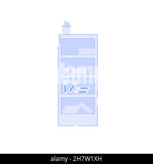 Flat cartoon work cabinet with folders,papers documents,office furniture and interior elements vector illustration concept Stock Vector