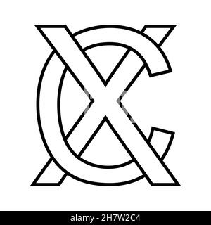 Logo sign xc cx icon sign interlaced letters c x Stock Vector