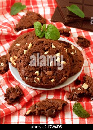 Big chocolate cookies. Stock Photo