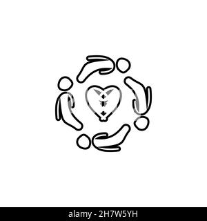 Donate icon. Simple style donation poster background symbol. Donation text frame. Logo design element. T-shirt printing. Vector for sticker. Stock Vector
