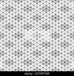 Japanese seamless Kumiko pattern in black. Stock Vector