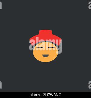 Japanese emoji flat icon. Simple style Chinese face symbol. Logo design element. T-shirt printing. eps10. Vector for sticker. Stock Vector