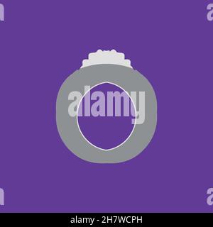 Diamond ring flat icon. Simple style jewelry fashion symbol. Logo design element. T-shirt printing. eps10. Vector for sticker. Stock Vector
