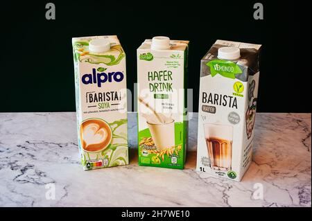 soy made - vegan Germany drinks 2021: and Stock View November Photo different packs Alamy of from 25, of oats - Berlin, milk