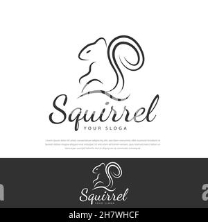 Slim line style squirrel logo squirrel animal icon premium icon Stock Vector
