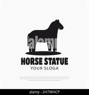 Horse statue logo vector silhouette.place design,symbol,icon illustration Stock Vector