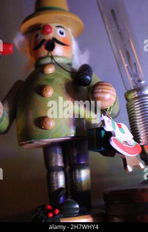 Smoker close-up in a Christmas atmosphere Stock Photo
