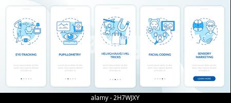 Neuroscience techniques onboarding mobile app page screen Stock Vector